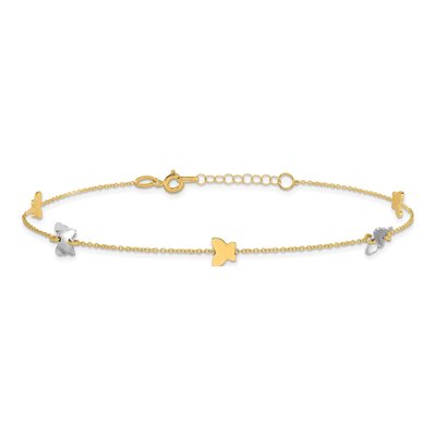 14K Two-Tone Gold Butterfly Anklet – view 4