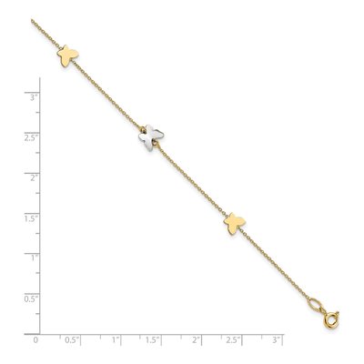 14K Two-Tone Gold Butterfly Anklet – view 5