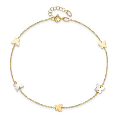 14K Two-Tone Gold Butterfly Anklet – view 6