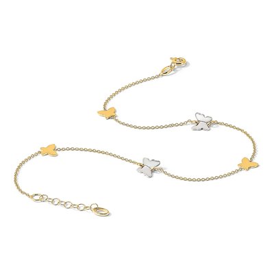 14K Two-Tone Gold Butterfly Anklet – view 8