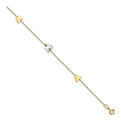 14K Two-Tone Gold Butterfly Anklet
