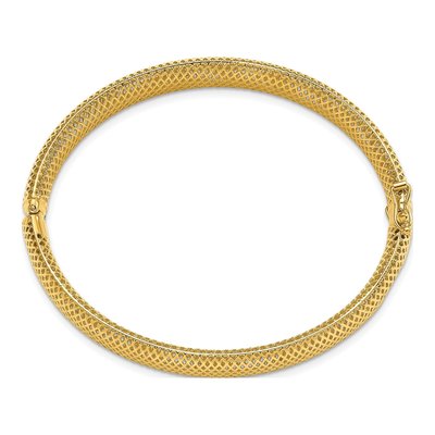 14K Yellow Gold Textured Hinged Bangle Bracelet – view 3