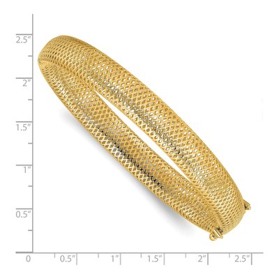 14K Yellow Gold Textured Hinged Bangle Bracelet – view 4