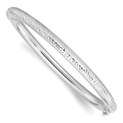 14K White Gold Hinged Bangle Bracelet