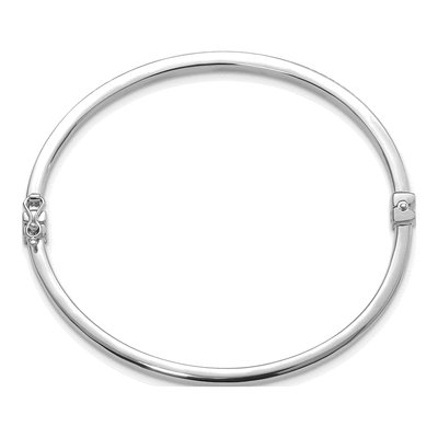 14K White Gold Diamond-Cut Hinged Bangle Bracelet – view 2