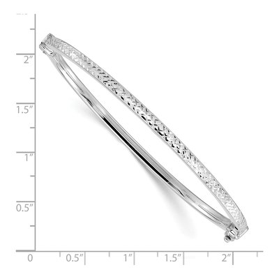 14K White Gold Diamond-Cut Hinged Bangle Bracelet – view 3