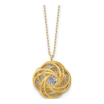14K Two-Tone Gold Love Knot Pendant Necklace