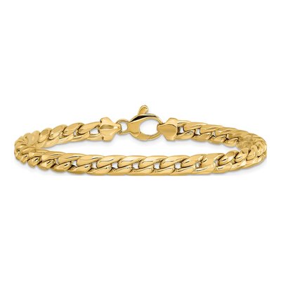 14K Yellow Gold 5.25mm Hollow Curb Chain Bracelet – view 4