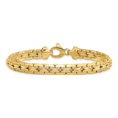 14K Yellow Gold 6.6mm Hollow Fancy Link Chain Bracelet – view 3
