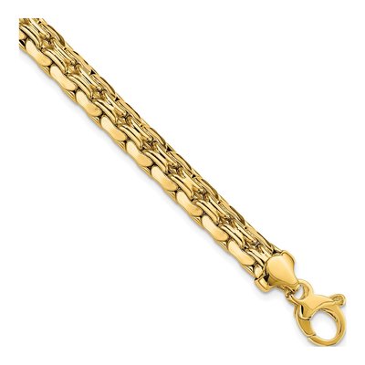 14K Yellow Gold 6.6mm Hollow Fancy Link Chain Bracelet