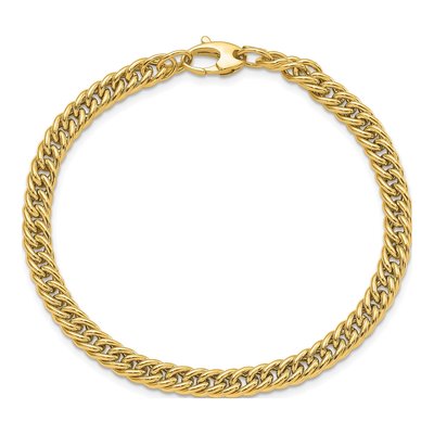 14K Yellow Gold 5.25mm Hollow Curb Chain Bracelet – view 6