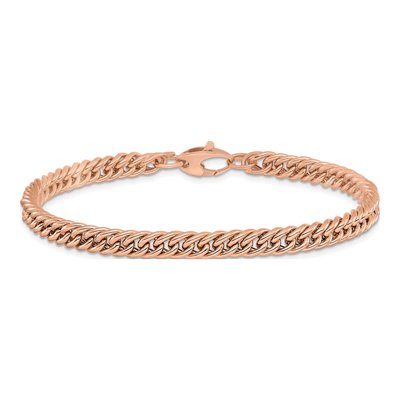 14K Rose Gold 4.75mm Curb Fancy Link Chain Bracelet – view 4