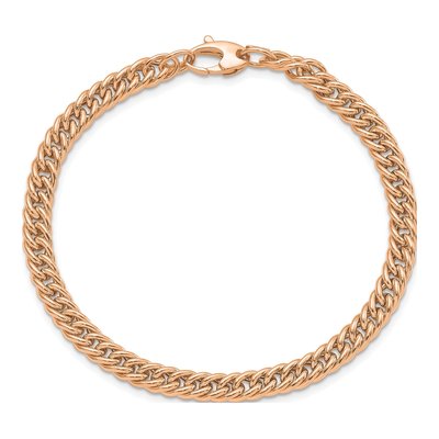 14K Rose Gold 4.75mm Curb Fancy Link Chain Bracelet – view 6