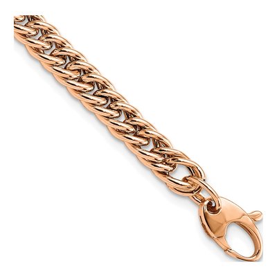 14K Rose Gold 4.75mm Curb Fancy Link Chain Bracelet