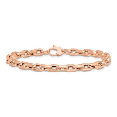14K Rose Gold 5.01mm Hollow Fancy Link Chain Bracelet – view 4
