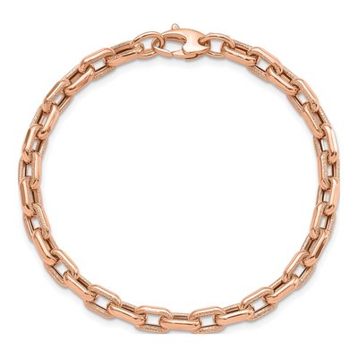 14K Rose Gold 5.01mm Hollow Fancy Link Chain Bracelet – view 6