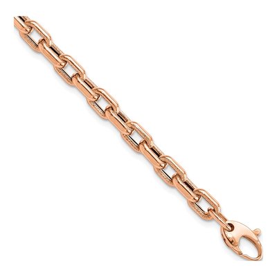 14K Rose Gold 5.01mm Hollow Fancy Link Chain Bracelet