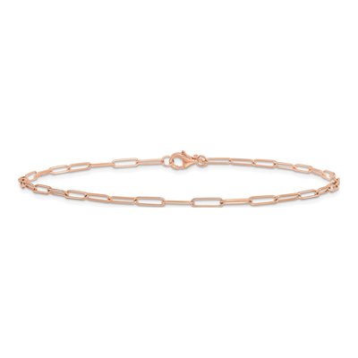 14K Rose Gold 2.59mm Hollow Fancy Link Chain Anklet – view 4