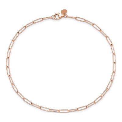 14K Rose Gold 2.59mm Hollow Fancy Link Chain Anklet – view 6