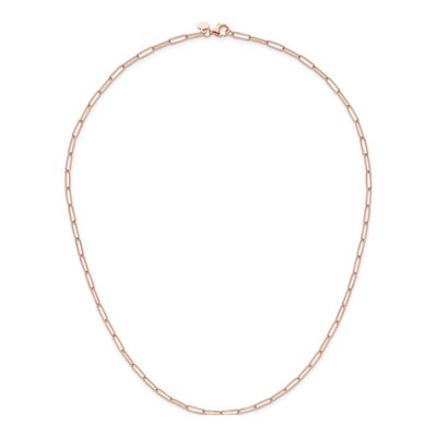 14K Rose Gold 2.6mm Hollow 18-inch Paperclip Link Chain – view 4