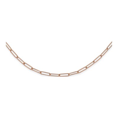 14K Rose Gold 2.6mm Hollow 18-inch Paperclip Link Chain