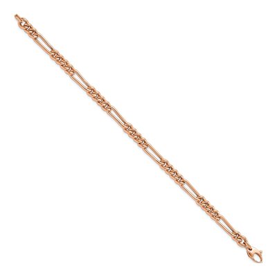 14K Rose Gold 5.5mm Hollow Figaro Chain Bracelet – view 3