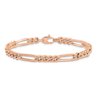14K Rose Gold 5.5mm Hollow Figaro Chain Bracelet – view 4