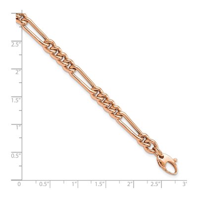 14K Rose Gold 5.5mm Hollow Figaro Chain Bracelet – view 5