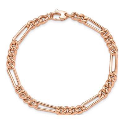 14K Rose Gold 5.5mm Hollow Figaro Chain Bracelet – view 6