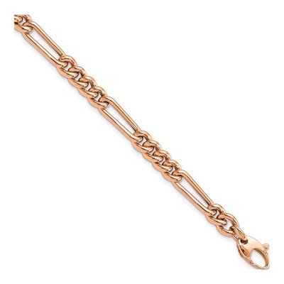 14K Rose Gold 5.5mm Hollow Figaro Chain Bracelet
