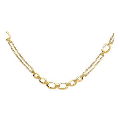 14K Yellow Gold 2.21mm Hollow Diamond-Cut Fancy Double-Stranded Link Chain