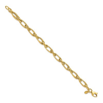 14K Yellow Gold Diamond-Cut Fancy Link Bracelet 7.75 in – view 3