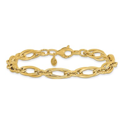 14K Yellow Gold Diamond-Cut Fancy Link Bracelet 7.75 in – view 4