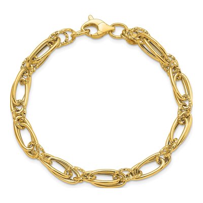 14K Yellow Gold Diamond-Cut Fancy Link Bracelet 7.75 in – view 6