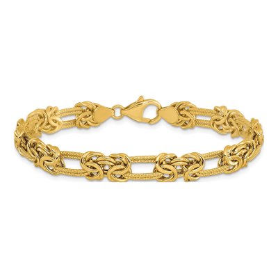 14K Yellow Gold 7.6mm Hollow 7.5-inch Fancy Link Bracelet – view 4