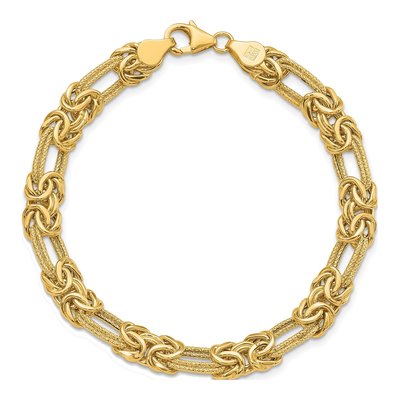 14K Yellow Gold 7.6mm Hollow 7.5-inch Fancy Link Bracelet – view 6