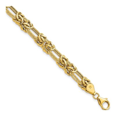 14K Yellow Gold 7.6mm Hollow 7.5-inch Fancy Link Bracelet