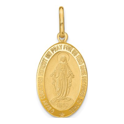14K Yellow Gold Miraculous Medal Pendant