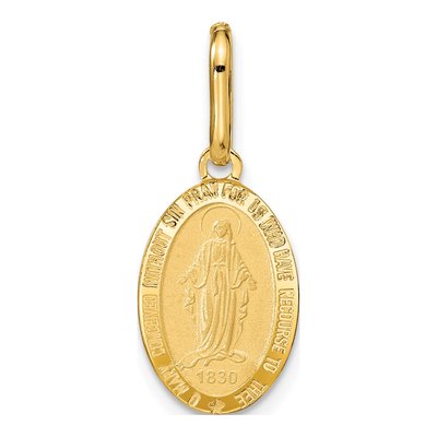 14K Yellow Gold Oval Miraculous Medal Pendant