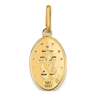 14K Yellow Gold Oval Miraculous Medal Pendant – view 4