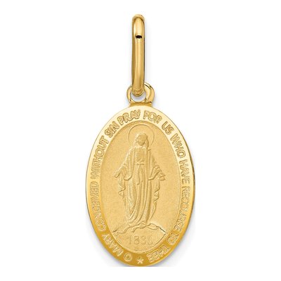 14K Yellow Gold Oval Miraculous Medal Pendant