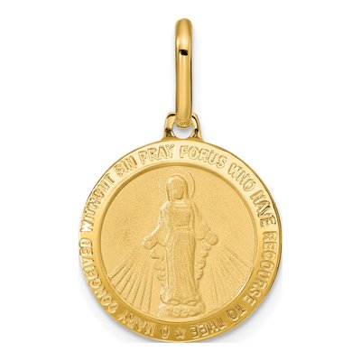 14K Yellow Gold Miraculous Medal Pendant