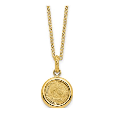 14K Yellow Gold Reversible Coin Pendant Necklace
