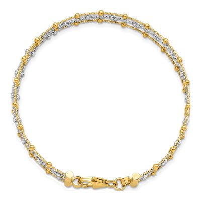 14K Two-Tone Gold Beaded Multi-Strand Wire Bangle Bracelet – view 3
