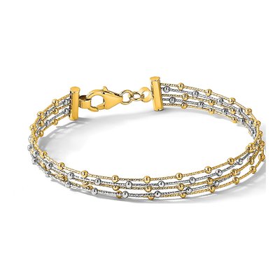 14K Two-Tone Gold Beaded Multi-Strand Wire Bangle Bracelet – view 6