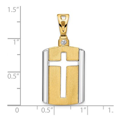 14K Two-Tone Gold Cross Dog Tag Pendant – view 5