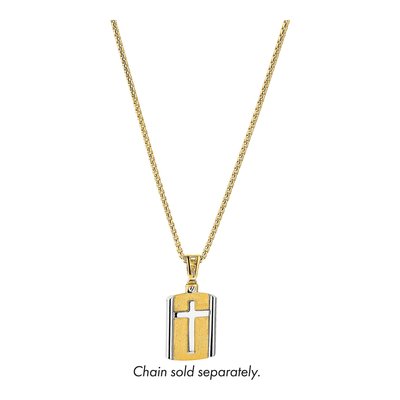 14K Two-Tone Gold Cross Dog Tag Pendant – view 6