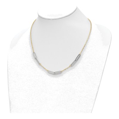 14K Two-Tone Gold 1.3mm Paperclip Station Cable Chain – view 3
