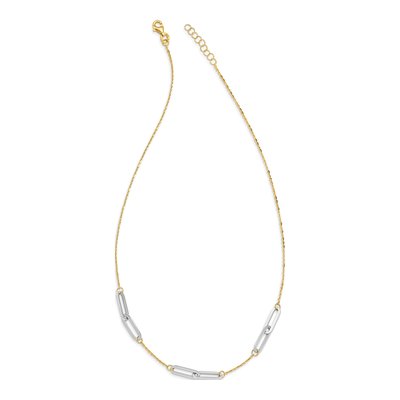 14K Two-Tone Gold 1.3mm Paperclip Station Cable Chain – view 6
