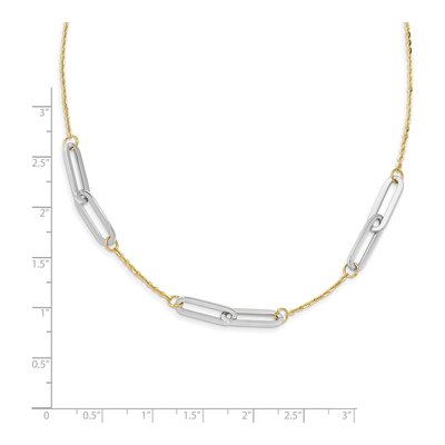14K Two-Tone Gold 1.3mm Paperclip Station Cable Chain – view 7
